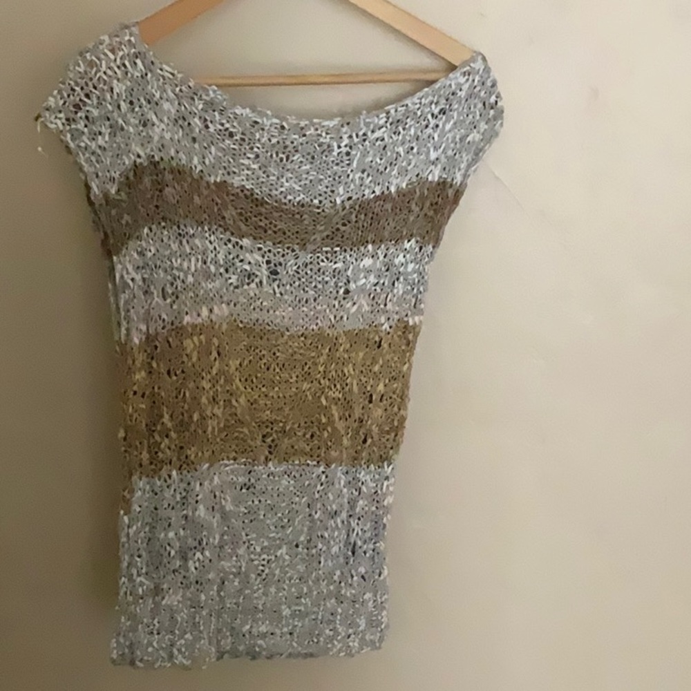 Vintage leather woven top